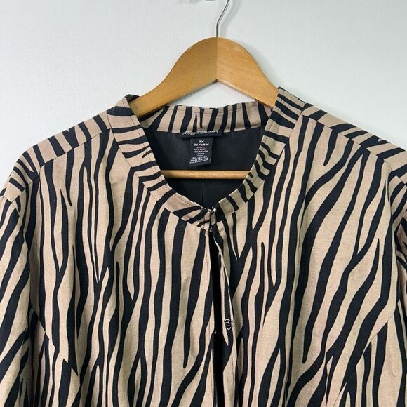 Maggie Barnes 3X Zebra Print Jacket Linen Rayon Plus Size 26/28W Animal Print - Picture 2 of 13
